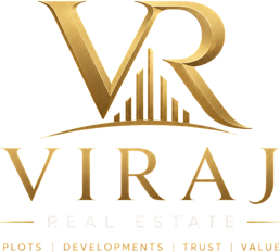Viraj Real Estate logo: Plots, Developments, Trust, Value